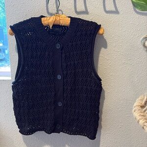 ASOS Design knitted open stitch black vest Size L